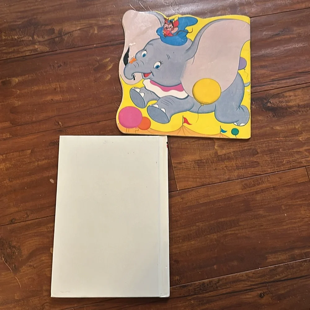 Vintage Disney Dumbo Book Lot 1970s Golden Super Shape Wonderful World Reading